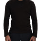 Dolce & Gabbana Brown Cotton Slim Crewneck Pullover Sweater