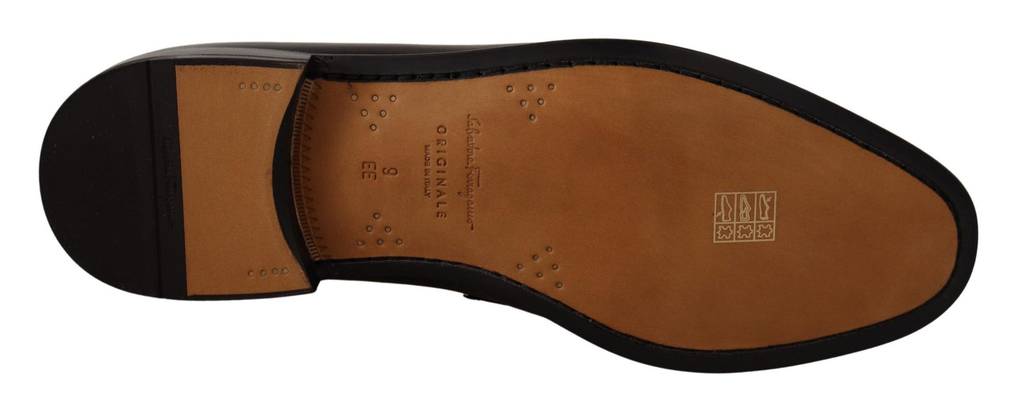 Salvatore Ferragamo 블랙 송아지 가죽 모카신 포멀 슈즈