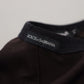 Dolce & Gabbana Brown Cotton Slim Crewneck Pullover Sweater