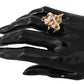 Dolce & Gabbana Gold Brass Resin Beige Dog Pet Ring