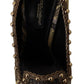 Dolce & Gabbana Gold Crystal Square Toe Brocade Pumps Shoes