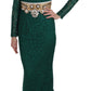 Dolce & Gabbana Crystal Gold Belt Lace Sheath Gown Dress