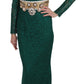 Dolce & Gabbana Crystal Gold Belt Lace Sheath Gown Dress