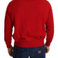 Billionaire Italian Couture Red V-neck Wool Sweatshirt Pullover Sweater