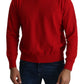 Billionaire Italian Couture Red V-neck Wool Sweatshirt Pullover Sweater