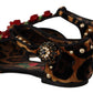 Dolce & Gabbana Brown Ballerina Embellished Leopard Print Shoes