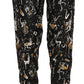 Dolce & Gabbana Black Jazz Club Print High Waist Tapered Pants