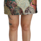 Dolce & Gabbana Green Pink Jacquard High Waist Mini  Skirt