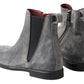 Dolce & Gabbana Gray Leather Men Ankle Boots Shoes