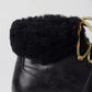 Dolce & Gabbana Black Leather Bernini Shearling Boots Shoes