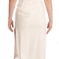 Dolce & Gabbana White Floral Printed Crepe Midi Slit Dress
