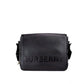 Burberry Bruno Small Black Embossed Branded Pebble Leather Messenger Handbag