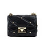Michael Kors Serena Small Smooth Black Vegan Leather Studded Flap Crossbody Bag