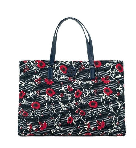 Tory Burch 미디엄 나일론 레트로 바틱 프린트 숄더 토트 핸드백