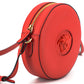 Versace Red Calf Leather Round Disc Shoulder Bag