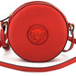 Versace Red Calf Leather Round Disc Shoulder Bag