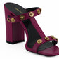Versace Purple Calf Leather High Heel Sandals