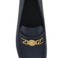 Versace Navy Blue Calf Leather Loafers Shoes