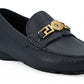 Versace Navy Blue Calf Leather Loafers Shoes