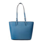 Michael Kors Jet Set Medium Teal Vegan Leather Double Pocket Tote Bag