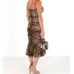 Dolce & Gabbana Brown Leopard Print Ruched Midi Dress