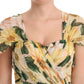 Dolce & Gabbana Yellow Silk Floral Print Pleated Max Dress