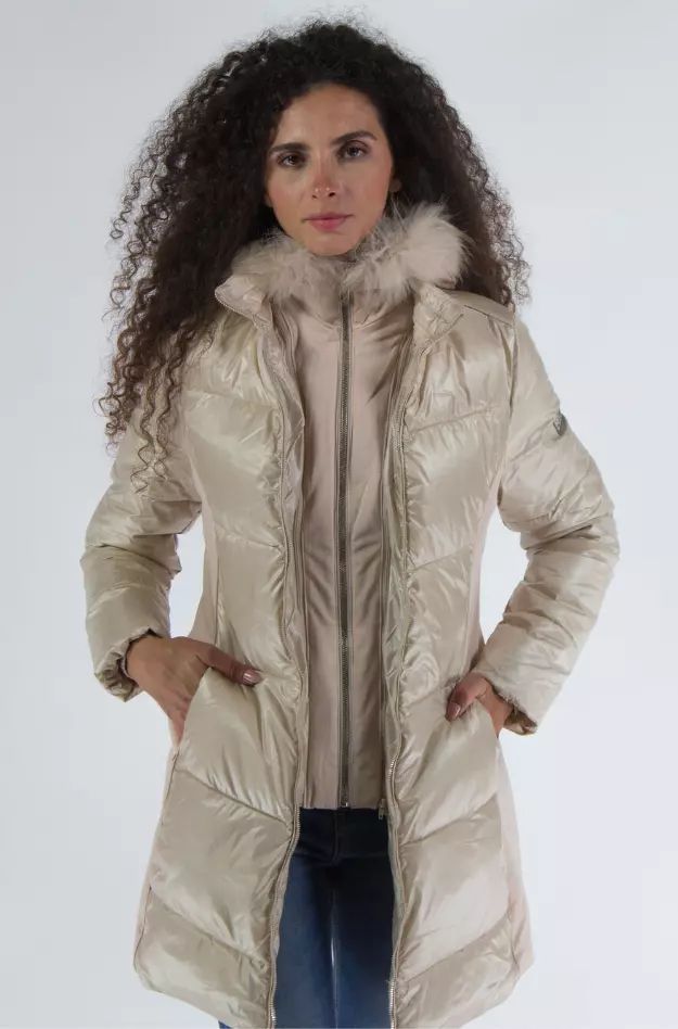 Yes Zee Beige Polyamide Jacket & Coat