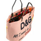 Dolce & Gabbana Chic Pink Cotton Shopper with Calfskin Accents