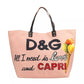 Dolce & Gabbana Chic Pink Cotton Shopper with Calfskin Accents