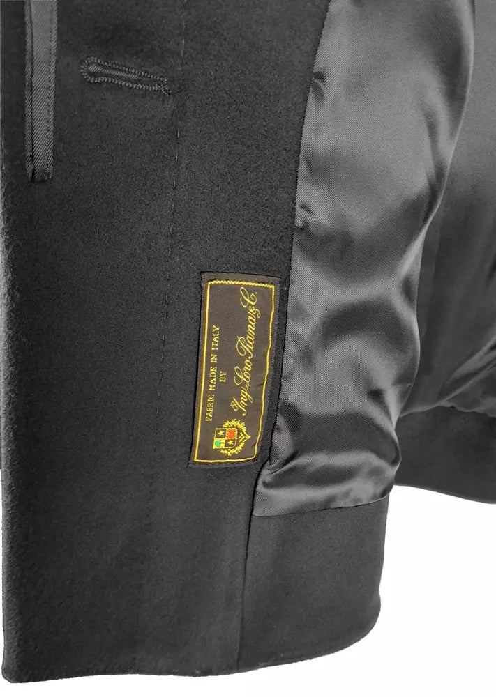 Made in Italy Black Wool Vergine Jackets & Coat