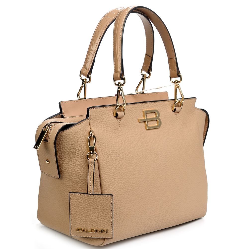 Baldinini Trend Beige Leather Di Calfskin Handbag