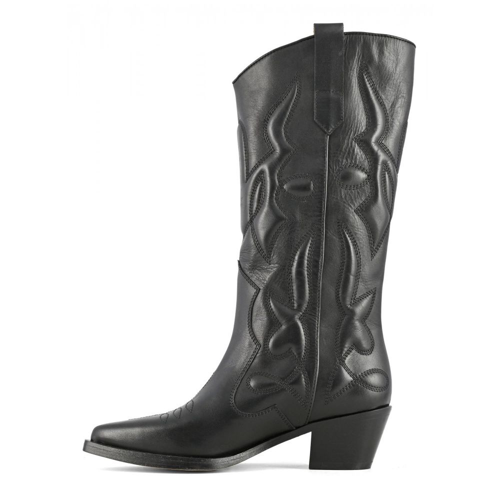 Coral Blue Black Leather Boot