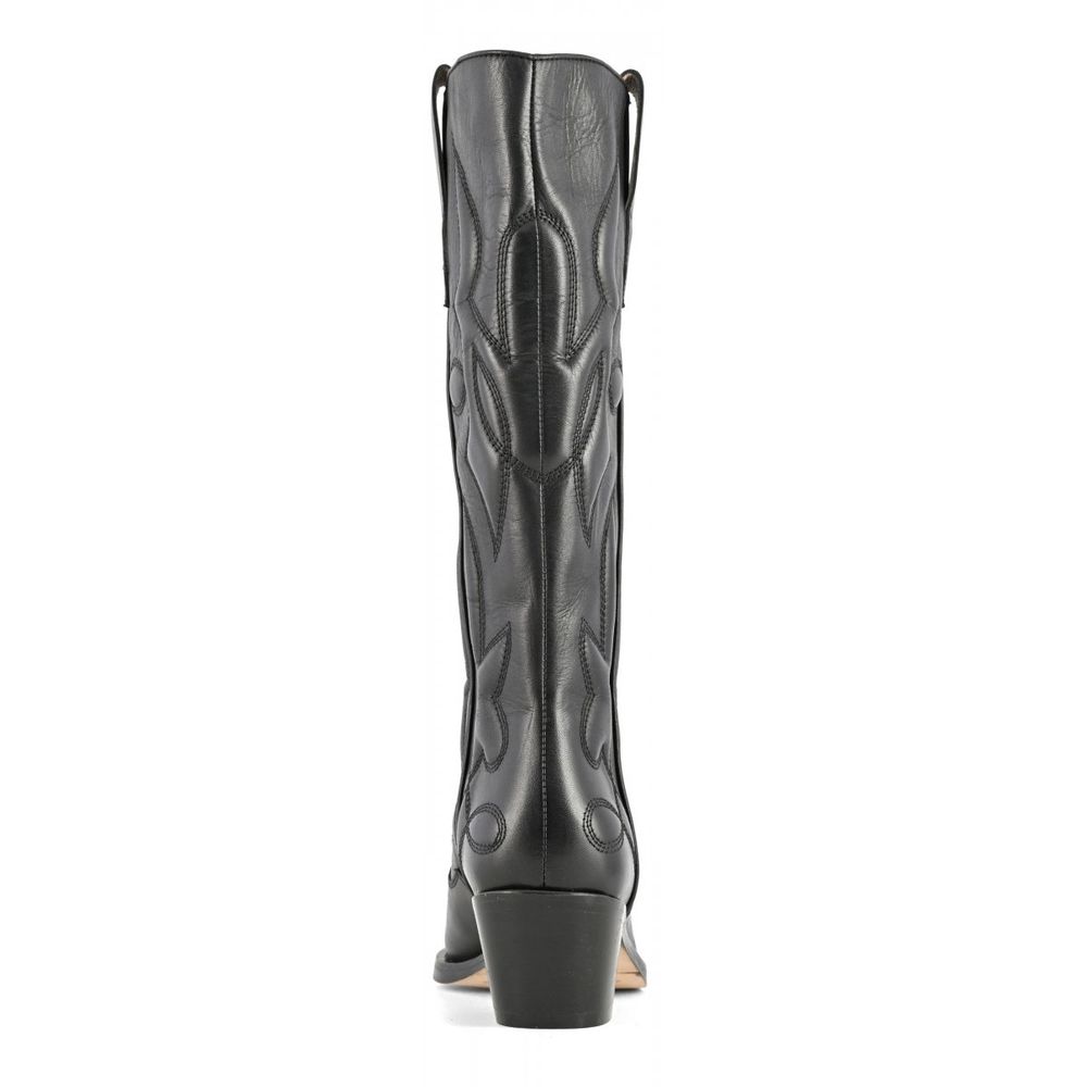Coral Blue Black Leather Boot