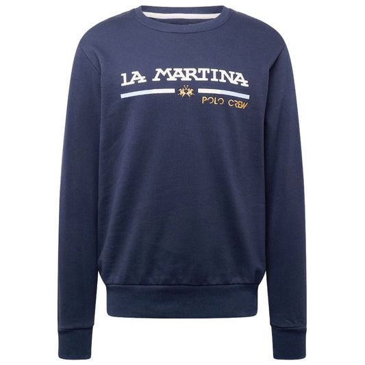 La Martina Blue Cotton Sweater