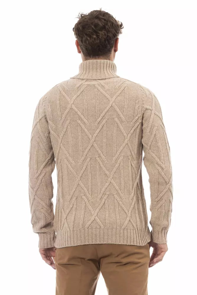 Alpha Studio Beige Merino Wool Sweater