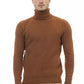 Alpha Studio Brown Alpaca Leather Sweater