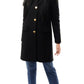 Love Moschino Elegant Black Wool Coat with Heart Buttons