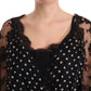 Dolce & Gabbana Black Lace Floral Polka Maxi Capri Dress