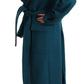 Dolce & Gabbana Blue Green Wool Long Sleeves Trench Coat Jacket