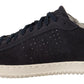 La Scarpa Italiana Black Suede Perforated Lace Up Sneakers Shoes