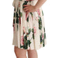 Dolce & Gabbana White Rose Print Stretch Silk Pleated Dress