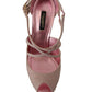 Dolce & Gabbana Pink Glittered Strappy Heels Sandals Shoes
