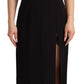 Dolce & Gabbana Black Silk Stretch Side Slit Sheath Midi Dress