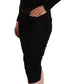 GF Ferre Black Long Sleeves Sweetheart Neck Midi Dress