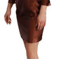 GF Ferre Metallic Brown Long Sleeves Square Neck Sheath Dress