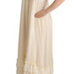 Off White Spaghetti Strap Floor Length Dress