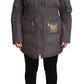 Roccobarocco Gray Quilted Long Sleeves Logo Patch Full Zip Jacket
