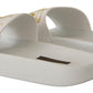 Dolce & Gabbana White Leather Luxury Hotel Slides Sandals Shoes
