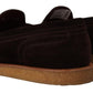 Dolce & Gabbana Brown Suede Leather Slip On Flats Moccasin Shoes