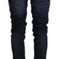 Acht Blue Washed Cotton Mid Waist Skinny Denim Jeans